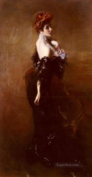  Age Oil Painting - Portrait Of madame Pages In Evening Dress genre Giovanni Boldini